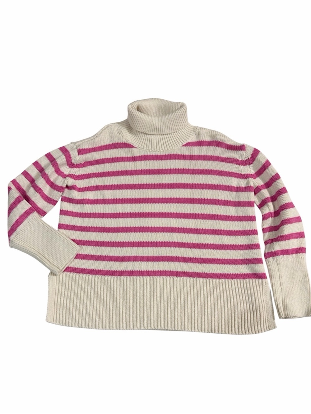 NWOT Gap Pink & Cream stripe turtleneck sweater XS 5